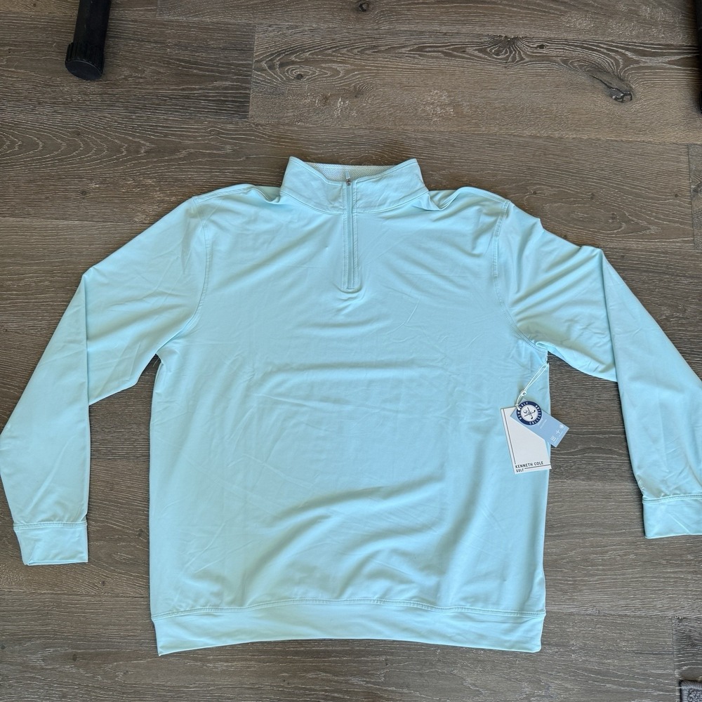 Kenneth Cole Golf 1/4 Zip Pullover Mens 2XL Teal Stretch Wicking Performance